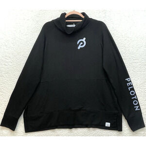 Peloton Sweatshirt Womens Medium Black Pullover Graphic Logo Spellout Cycling